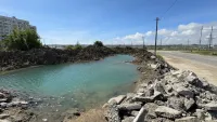 В Керчи на Индустриальном шоссе появилось озеро