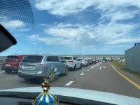 Новости » Общество: Сегодня вечером попасть в Керчь со стороны Симферополя было затруднительно