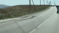 По дороге в Курортное на новом асфальте появились ямы