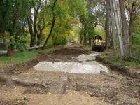 Новости » Общество: На улице Энгельса в Керчи выравнивают самый проблемный участок