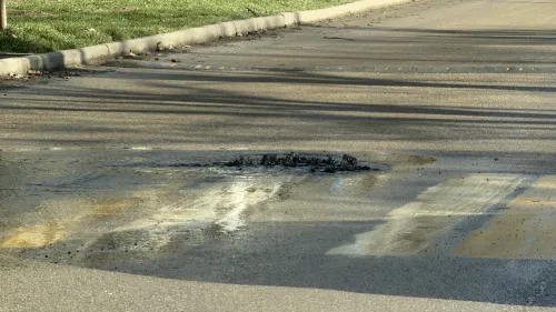 Нечистоты из люка затопили улицу Орджоникидзе в Керчи